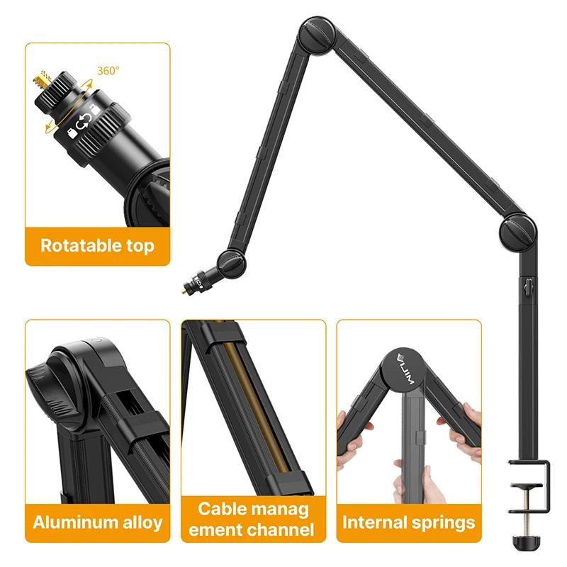 VIJIM LS24 support de bras de flèche de Microphone de bureau étendre 1/4 ''3/8'' 5/8 ''vis 90 ° Su