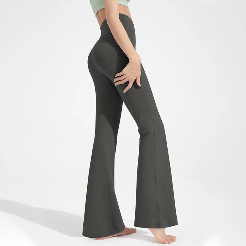 Nu taille haute cintrée hanche levage Fitness exercice élastique cloche bas pantalon femmes décontra