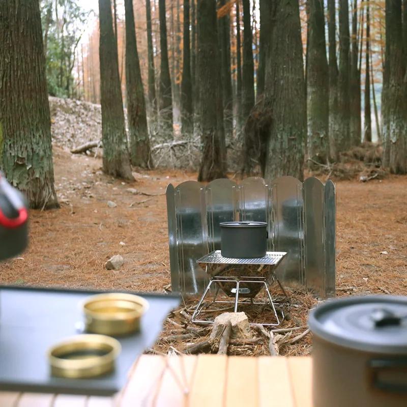 Grand pare-vent pour poêle à bois, pare-vent de camping, barbecue en plein air, Eva de cuisson galva