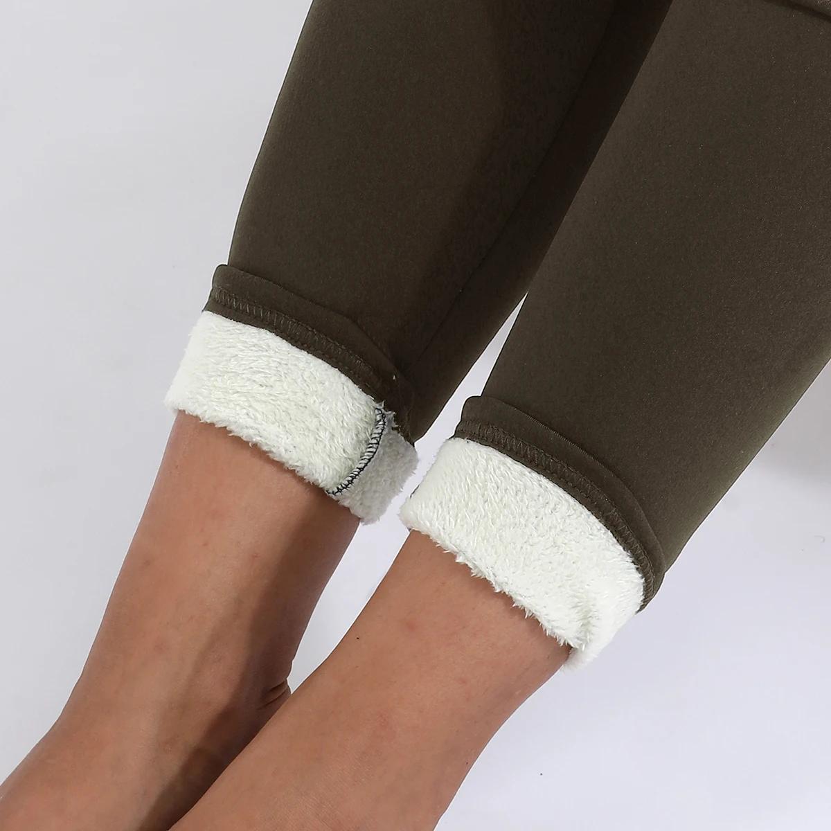 Femmes hiver Plus velours Stretch Leggings taille haute Leggings chauds femmes décontracté épais hiv