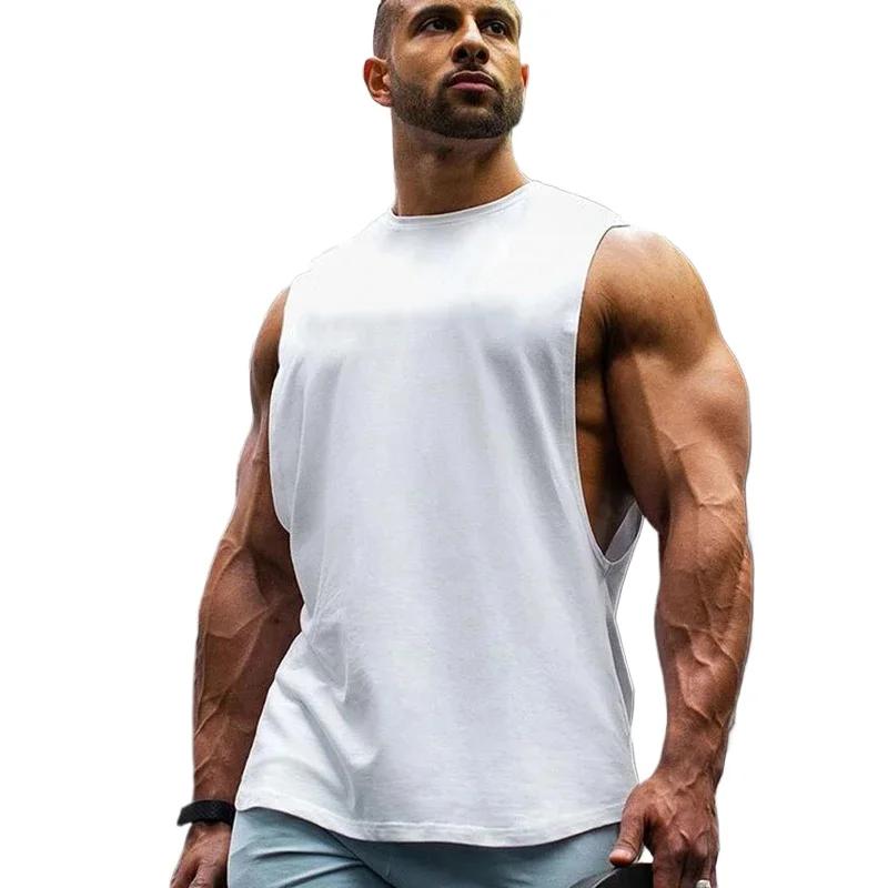 Débardeurs de sport pour hommes en coton, à découpes latérales, pour la course, la musculation et le