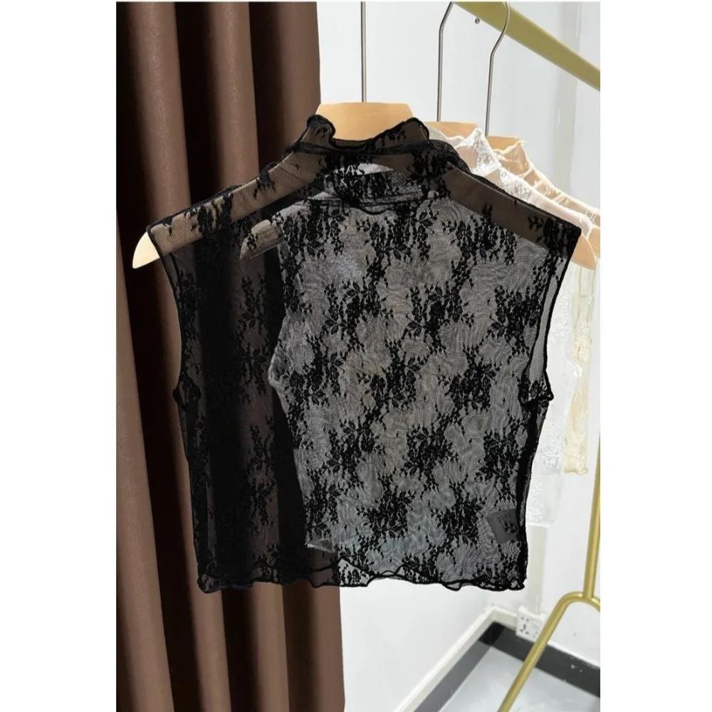 Mode dentelle florale faux col détachable gaze faux col tout-match mince dentelle réservoirs femmes