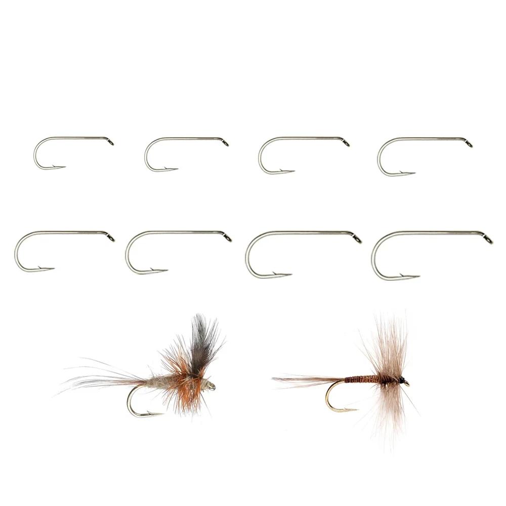 Wifreo 50/100/200 pièces 1X crochet à mouche sèche à longue tige vers le bas oeil nymphe crochet d'a