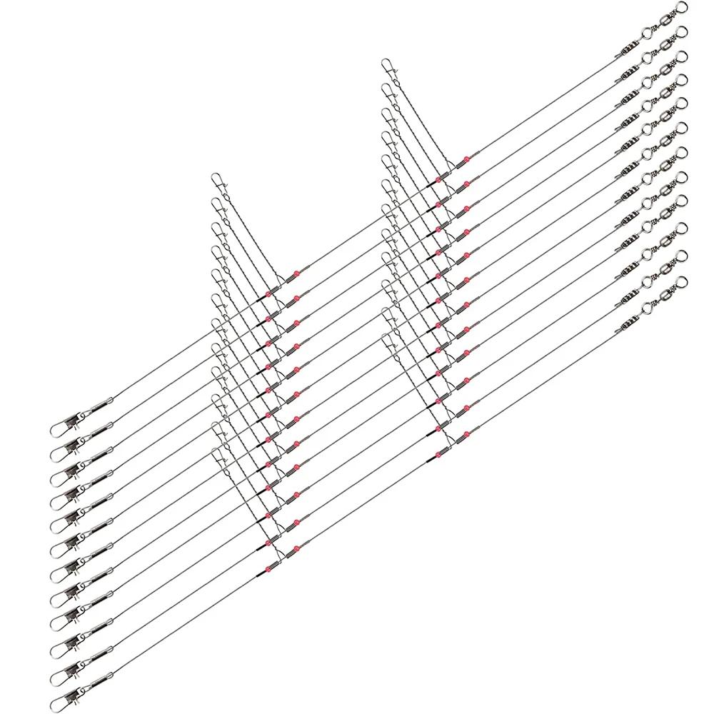 Fil de pêche en acier inoxydable avec connecteur à pression à percussion, outil de pêche, 12 pièces