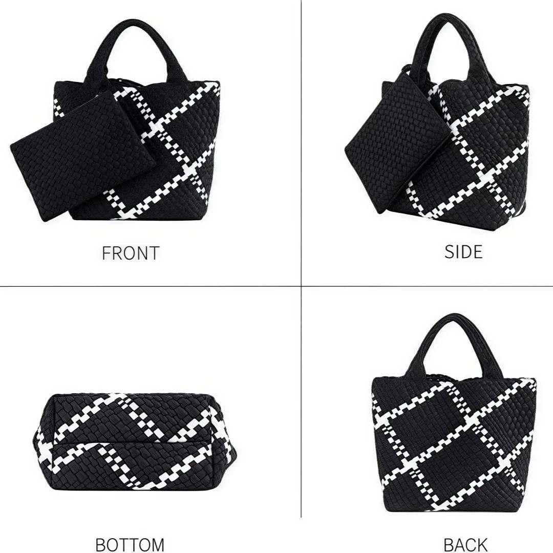 Sac tissé pour femmes, sac fourre-tout en néoprène, sac à main de plage d'été, sac à main rétro fait