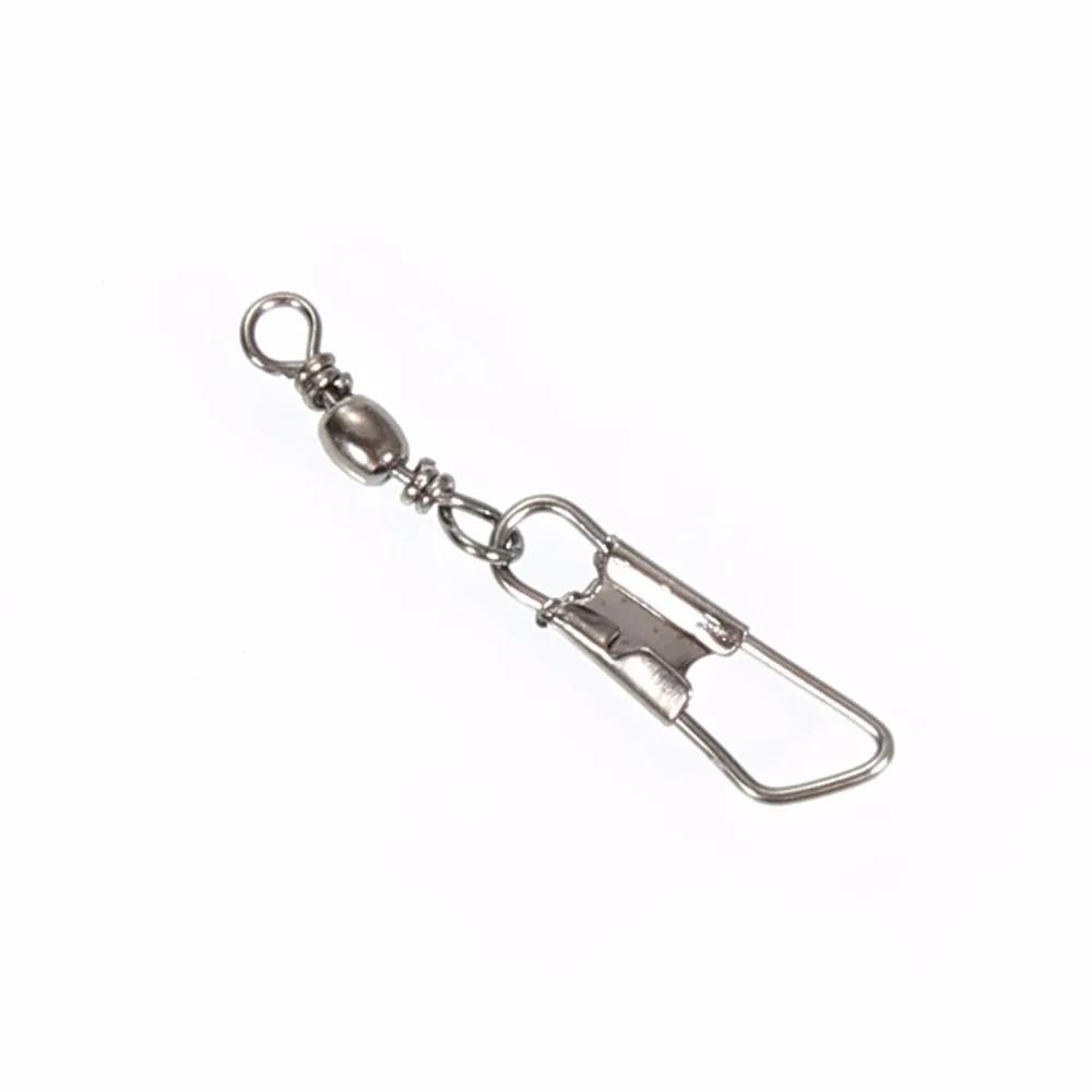 50 pièces/lot connecteur de pêche broche roulement pivotant en acier inoxydable avec mousqueton hame