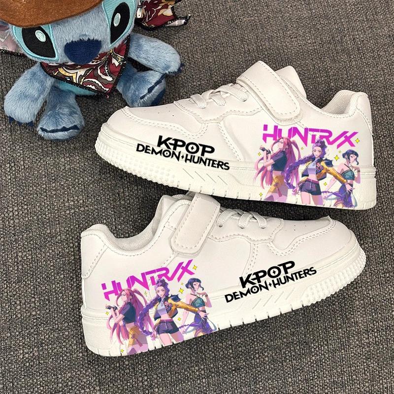 Chaussures décontractées pour enfants, design imprimé KPOP, chaussures de sport blanches pour garçon