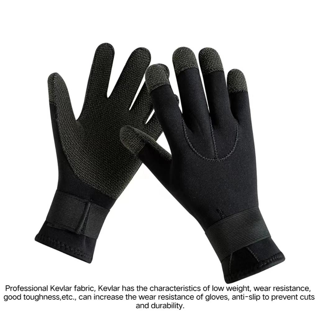 Gants de plongée en Kevlar de 3mm, résistants aux coupures, garde au chaud, noirs, pour la pêche sou