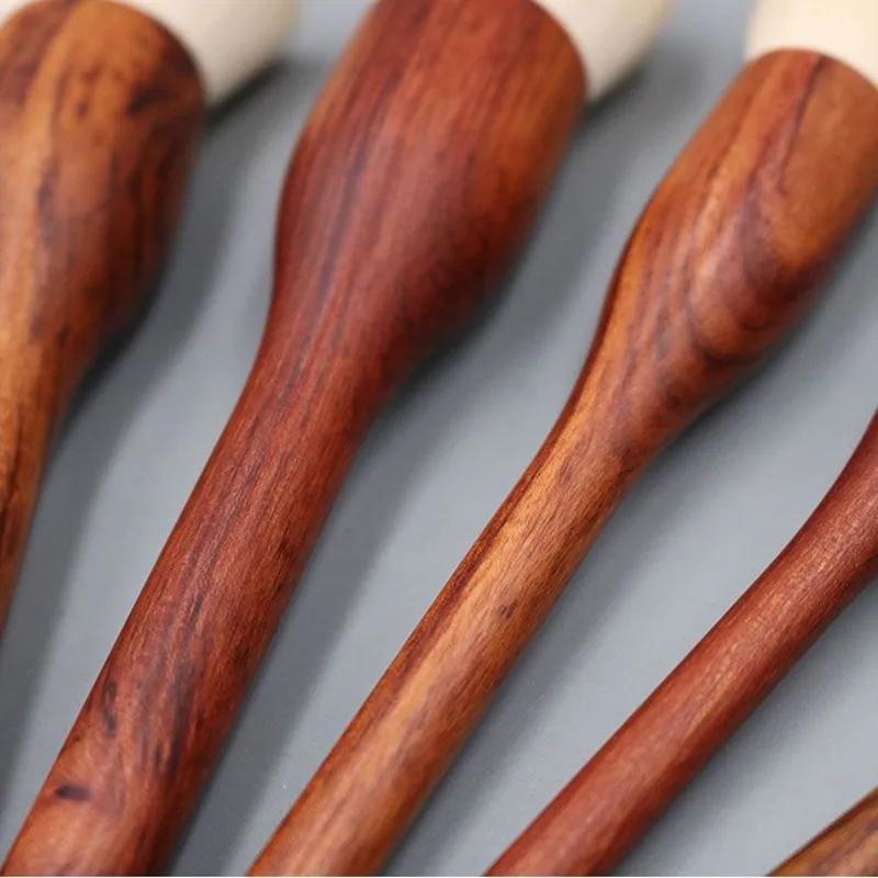 Ensemble de pinceaux de maquillage en bois de santal, mélangeur de fond de teint en poudre, sculptur
