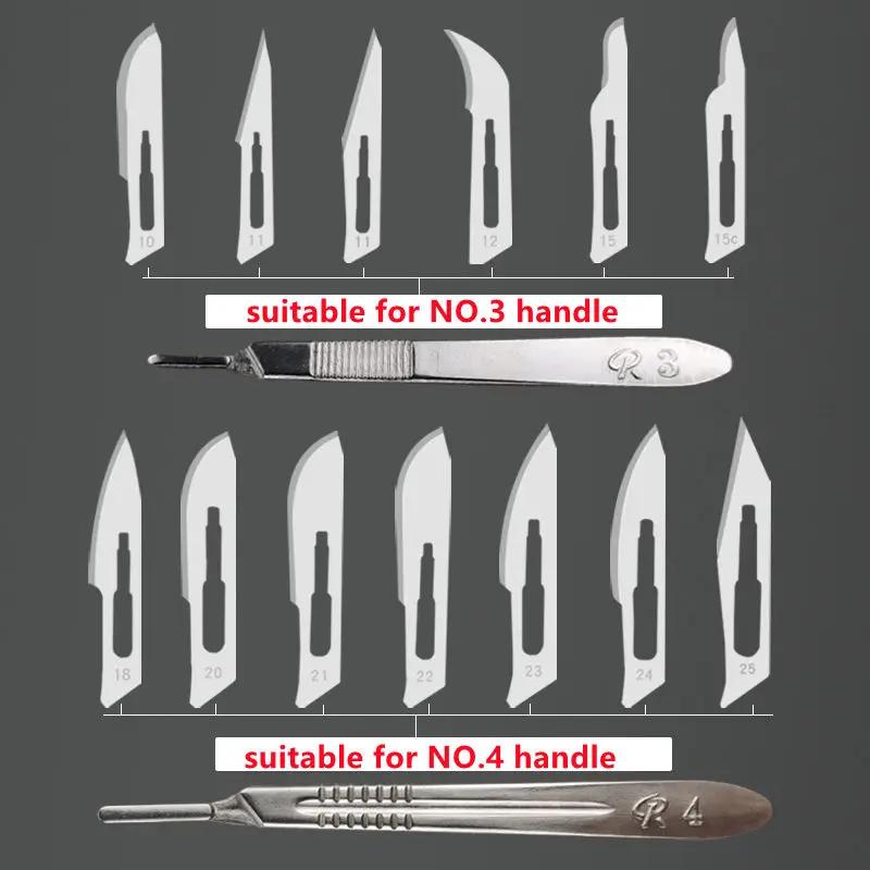 Lames chirurgicales stériles en acier au carbone, couteau de Scalpel pour bricolage, réparation de t