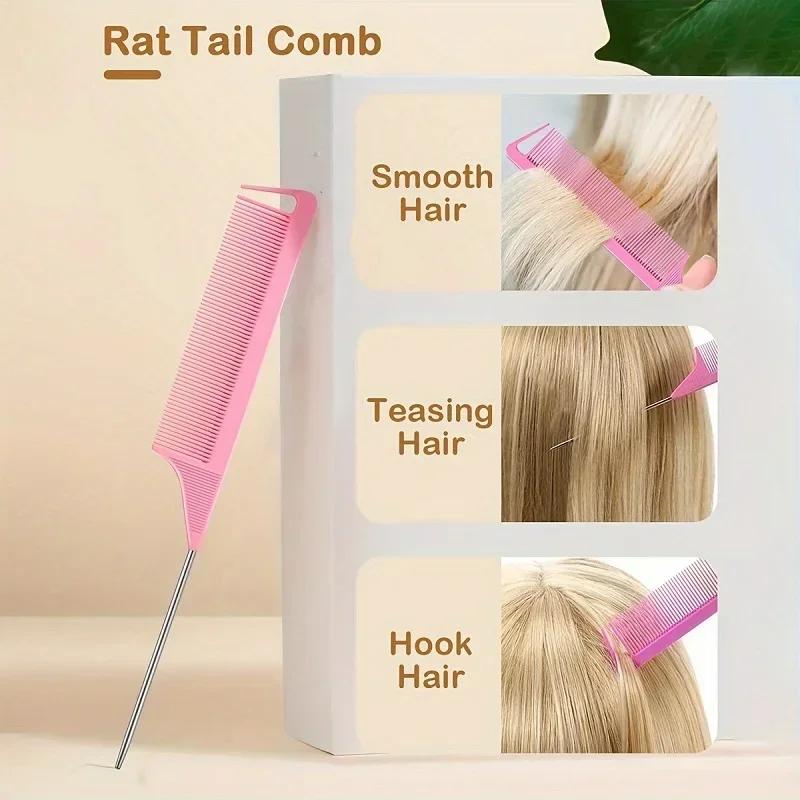 7 pièces/ensemble accessoires de beauté des cheveux poils queue de Rat bord peigne brosse à sourcils