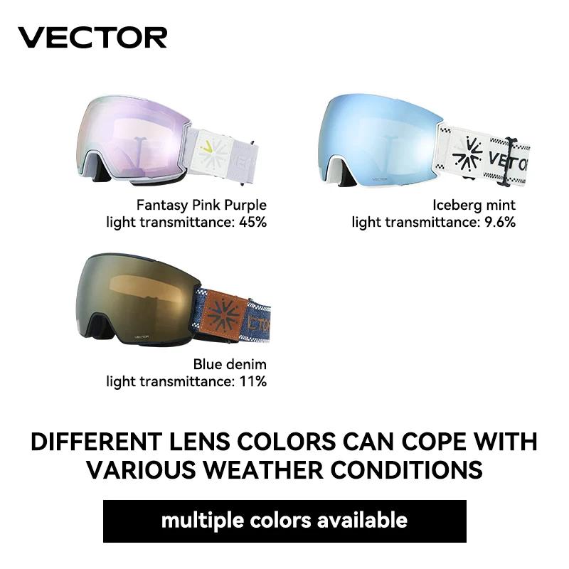 VECTOR Ski – lunettes de neige pour homme et femme, Double couche, Anti-buée, idéales pour le Snowbo