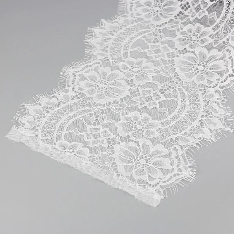 Dentelle à cils blanche, 22cm, 3 mètres/lot, décoration en tissu, accessoires pour robe de mariée, f