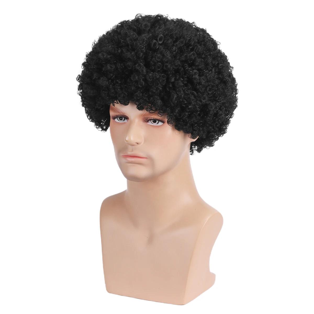 Perruque synthétique rétro pour hommes, rouleau court de 12 pouces, tête explosive, hip-hop, disco,