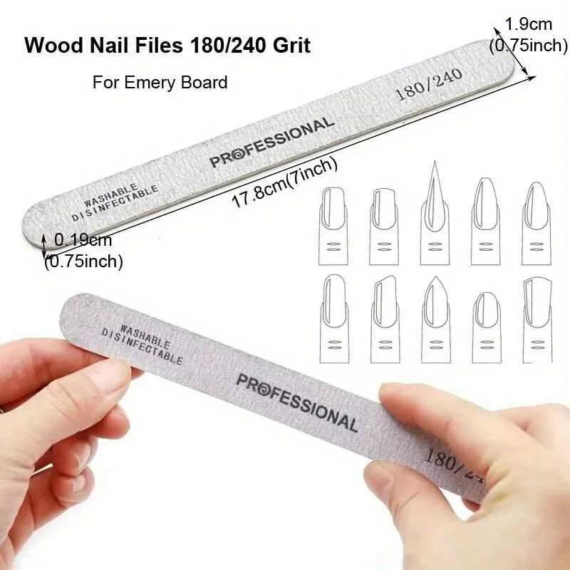 10/25/50 pièces lime à ongles 100/180/240 bloc tampon de ponçage en bois pédicure manucure UV Gel ve