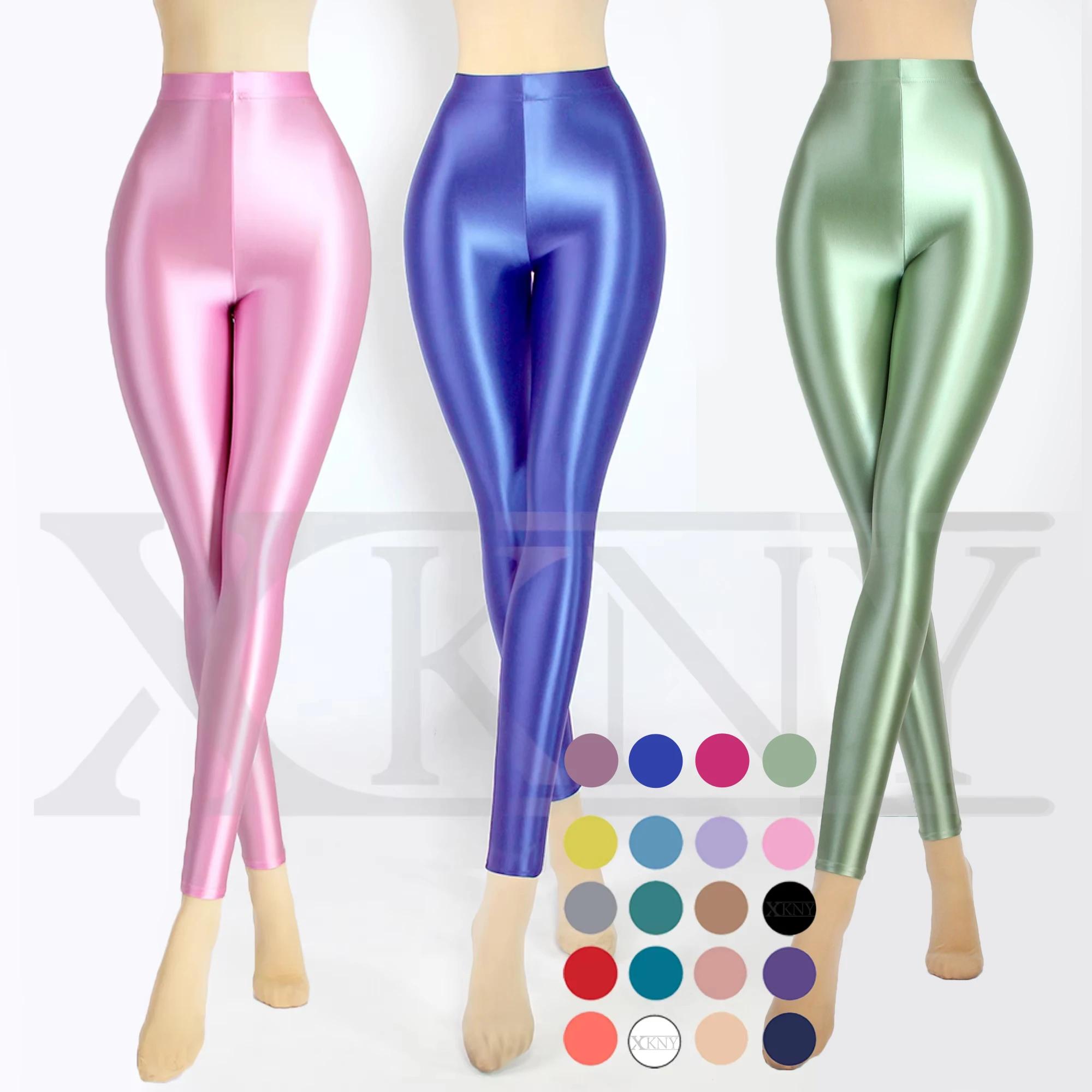 Pantalon satiné brillant XClocKNYoung taille haute - Leggings fitness yoga très élastiques et confortables