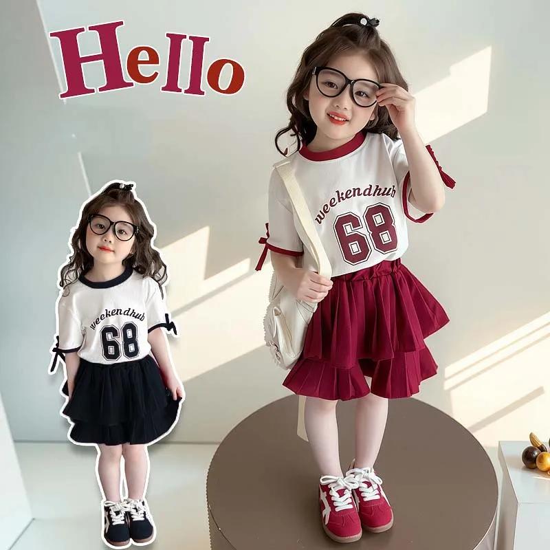 Ensemble 2 pièces d'été pour filles RAISE, 2-8 ans, avec haut à manches courtes imprimé lettres et n