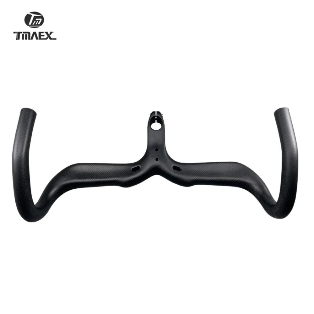 TMAEX-Guidon de vélo en carbone, ultraléger, guidon et potence intégrés, pièces de vélo de route, 3K