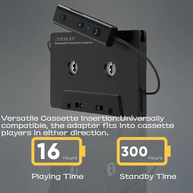 Récepteur Bluetooth audio de voiture avec adaptateur de lecteur, adaptateur de cassette prenant en c