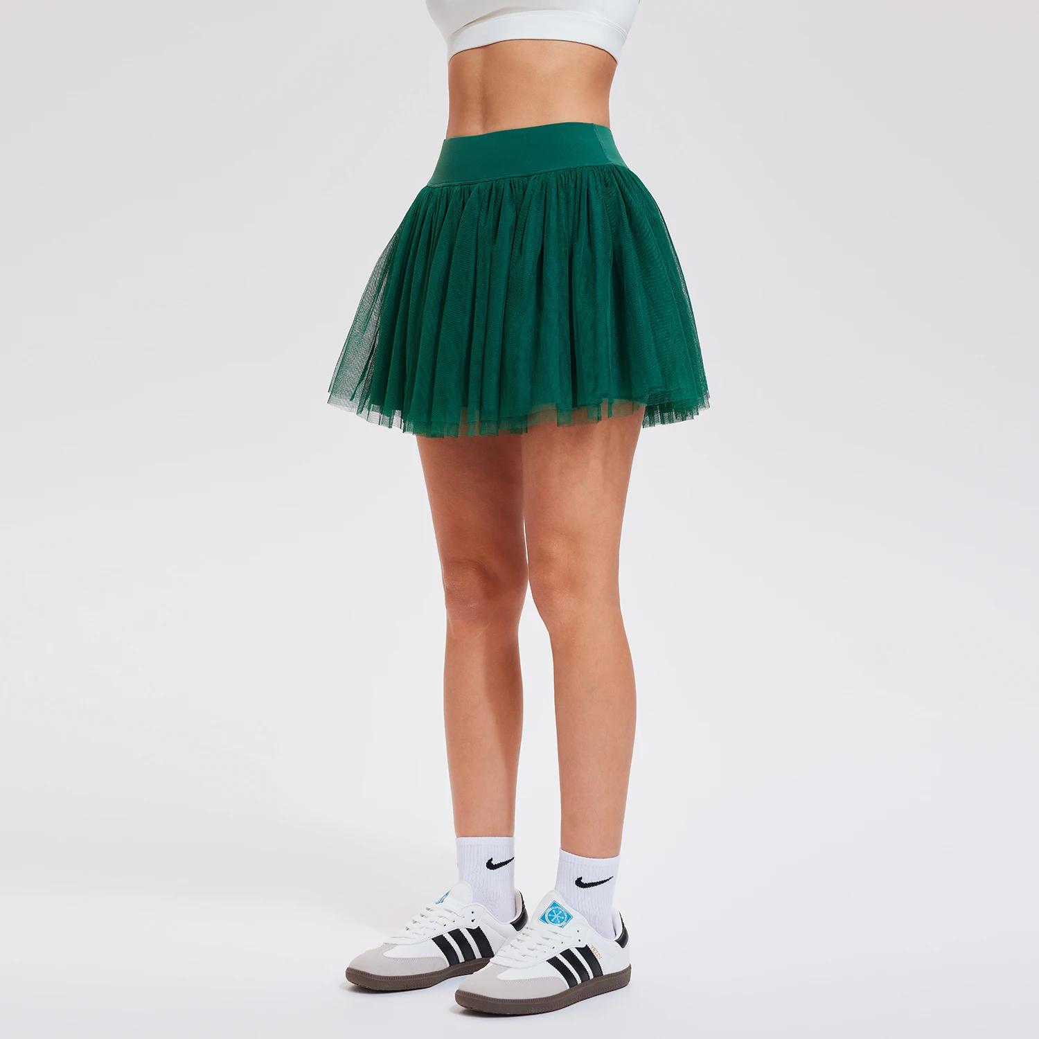 Femmes sport Mini jupe maille Golf Tennis jupes avec poches Double couche gymnase Fitness course Yog