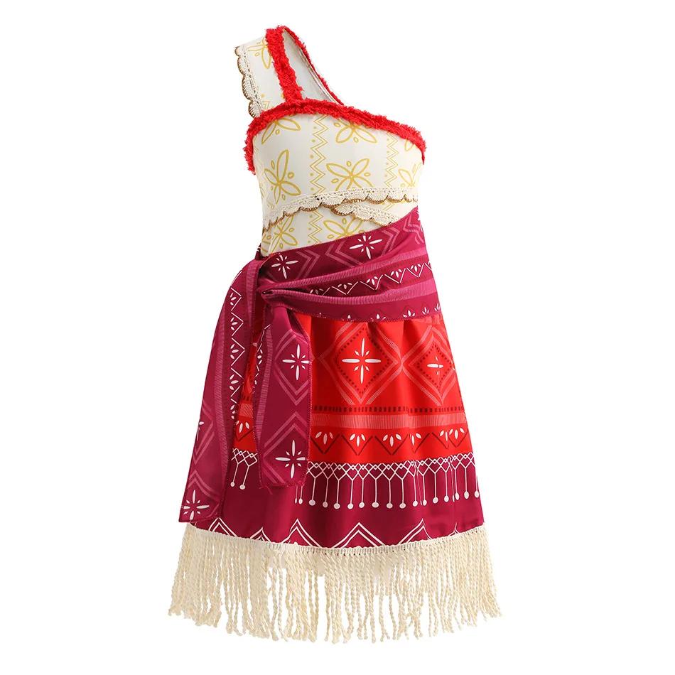 Moana – ensemble de vêtements sans manches pour filles, asymétrique épaule dénudée, princesse mignon