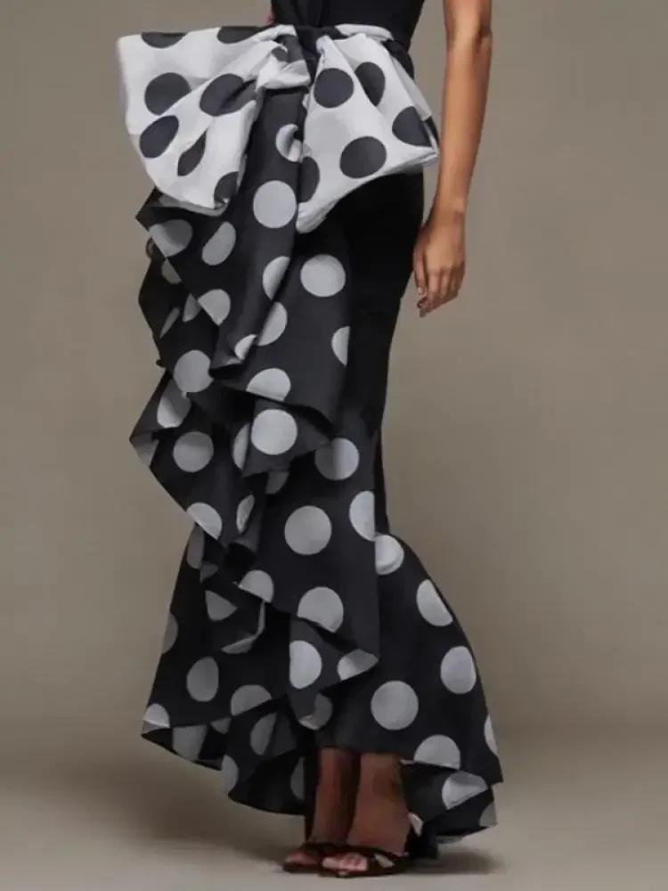 Bonboho-Robe fourreau serrée à pois pour femmes, robes de soirée à volants ornées de nœuds, robe de
