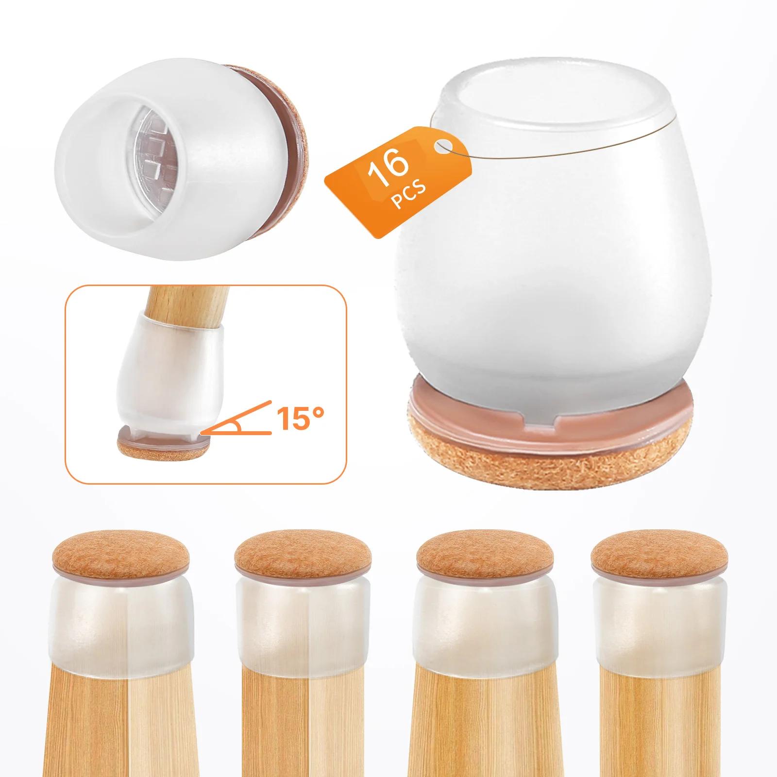 Protecteurs de sol pour pieds de chaise, 16 pièces, avec coussinets en feutre épais, couvre-pieds de