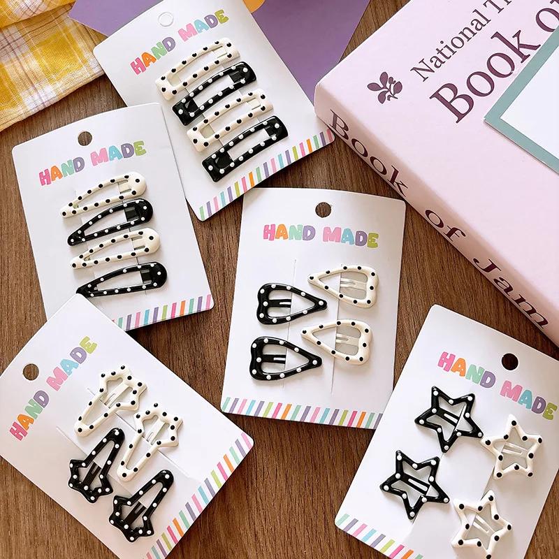 Strass Vintage à pois étoile pinces à cheveux ensemble japonais doux fille coeur géométrique Flyaway