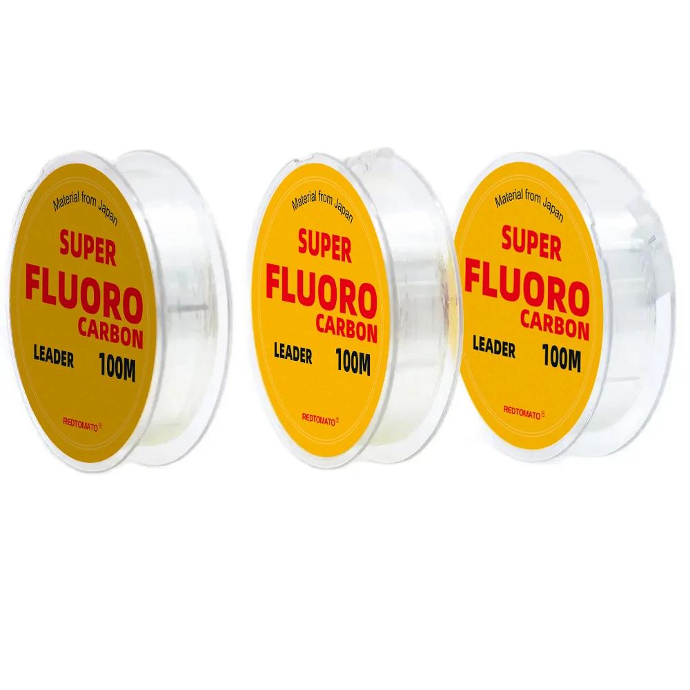 Ligne de pêche enduit de fluorocarbone 100M/220M ligne de Leader en Fiber de carbone transparente li