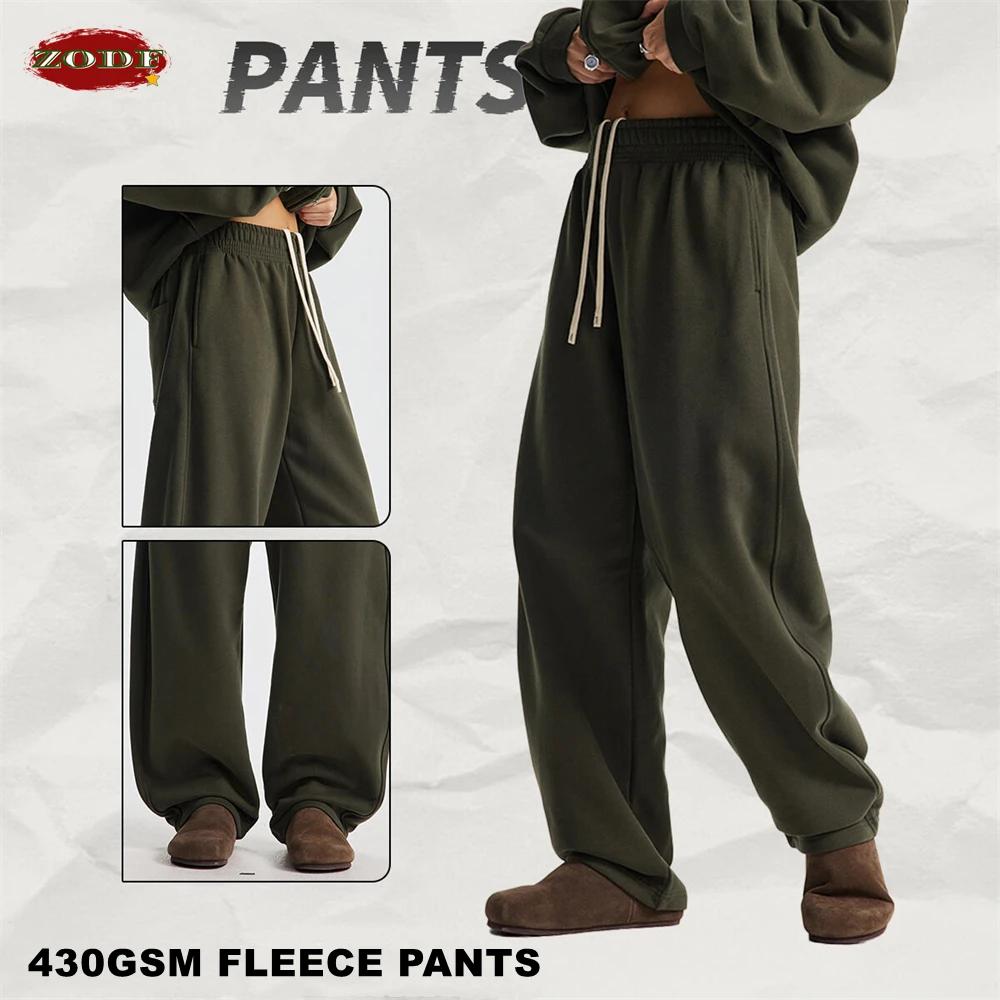 ZODF 2025 hiver 430gsm homme polaire pantalon droit unisexe décontracté surdimensionné épais garder