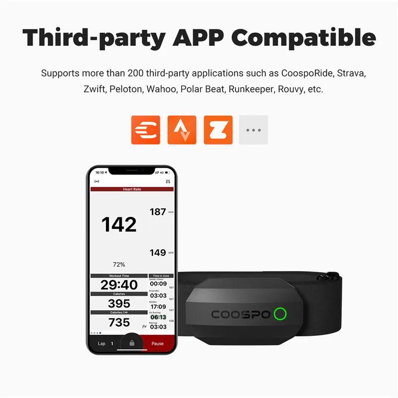 COOSPO H808S capteur de fréquence cardiaque sangle pectorale moniteur HRM ANT + Bluetooth avec IP67