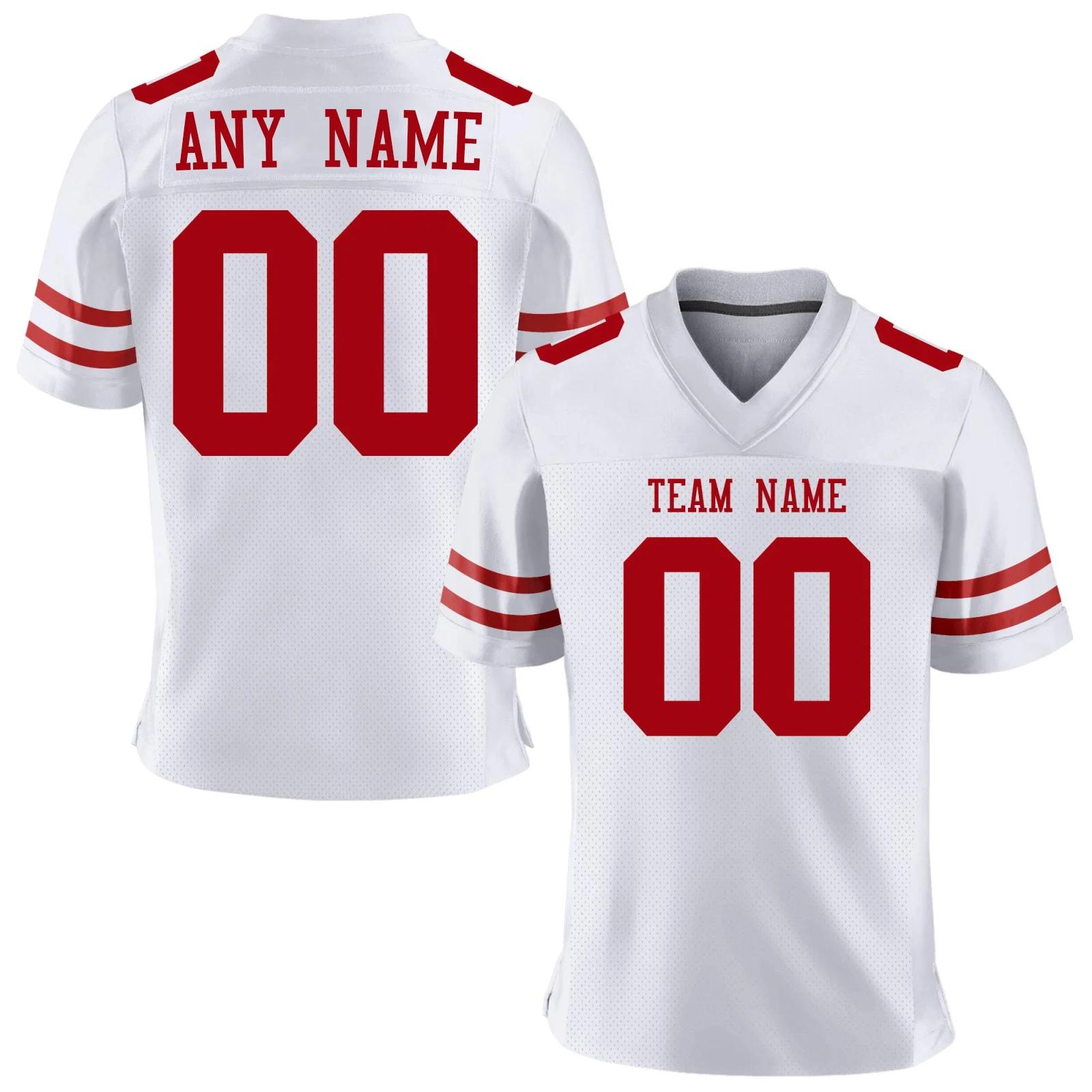 Maillot Football Américain Personnalisé Rouge - Numéro Nom Équipe Imprimé Homme Femme Jeune