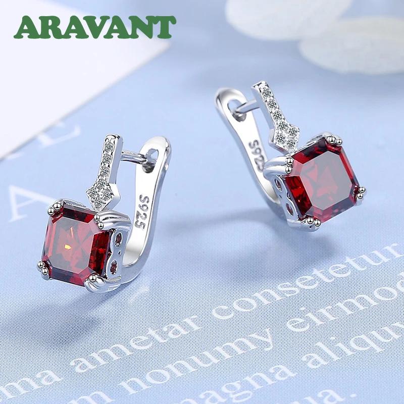 Aravant-Boucles d'oreilles carrées en argent regardé 925 pour femme, bijoux fantaisie