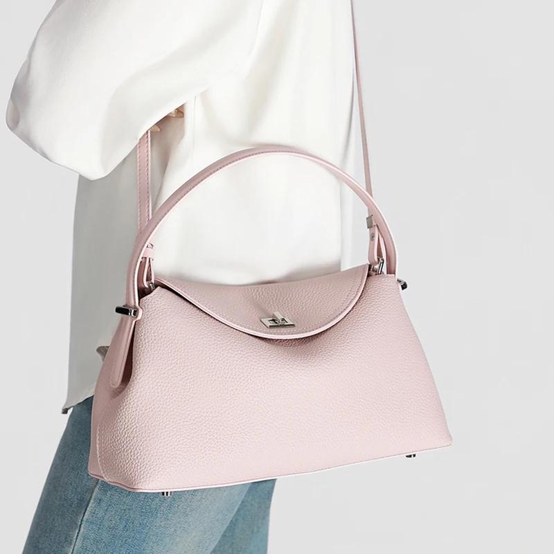Sac de shopping décontracté de grande capacité en cuir de vache de haute qualité pour femmes, sac à