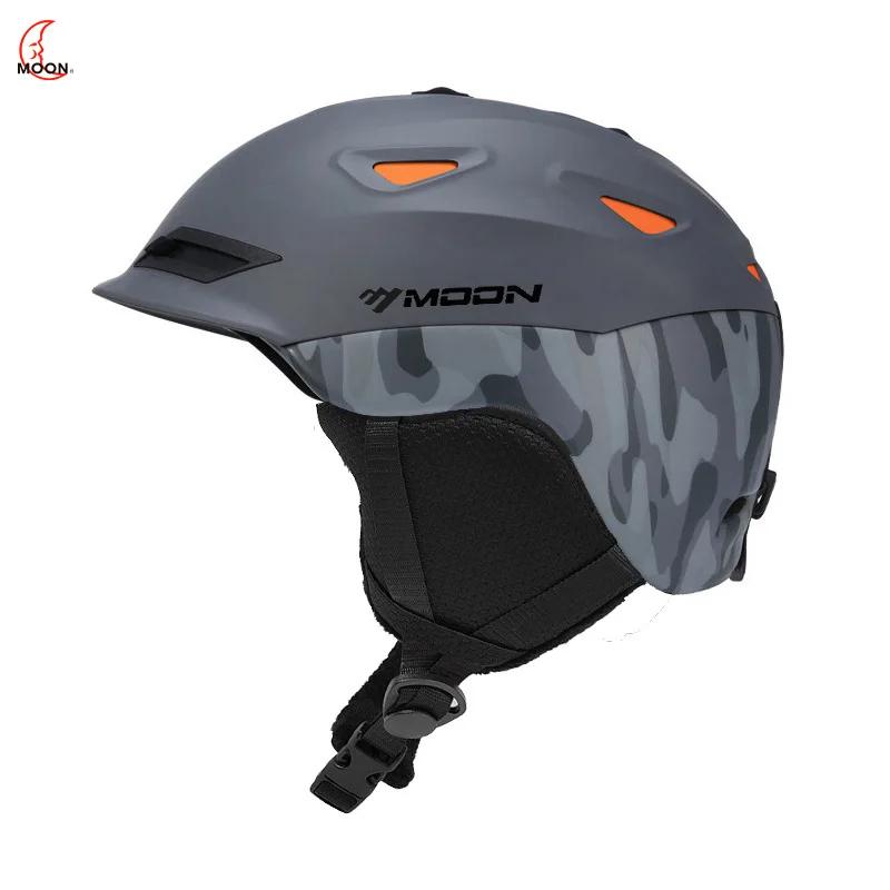 MOON-Casque de ski avec lunettes pour adultes, casque 506, coque PC durable, mousse EPS, casques de
