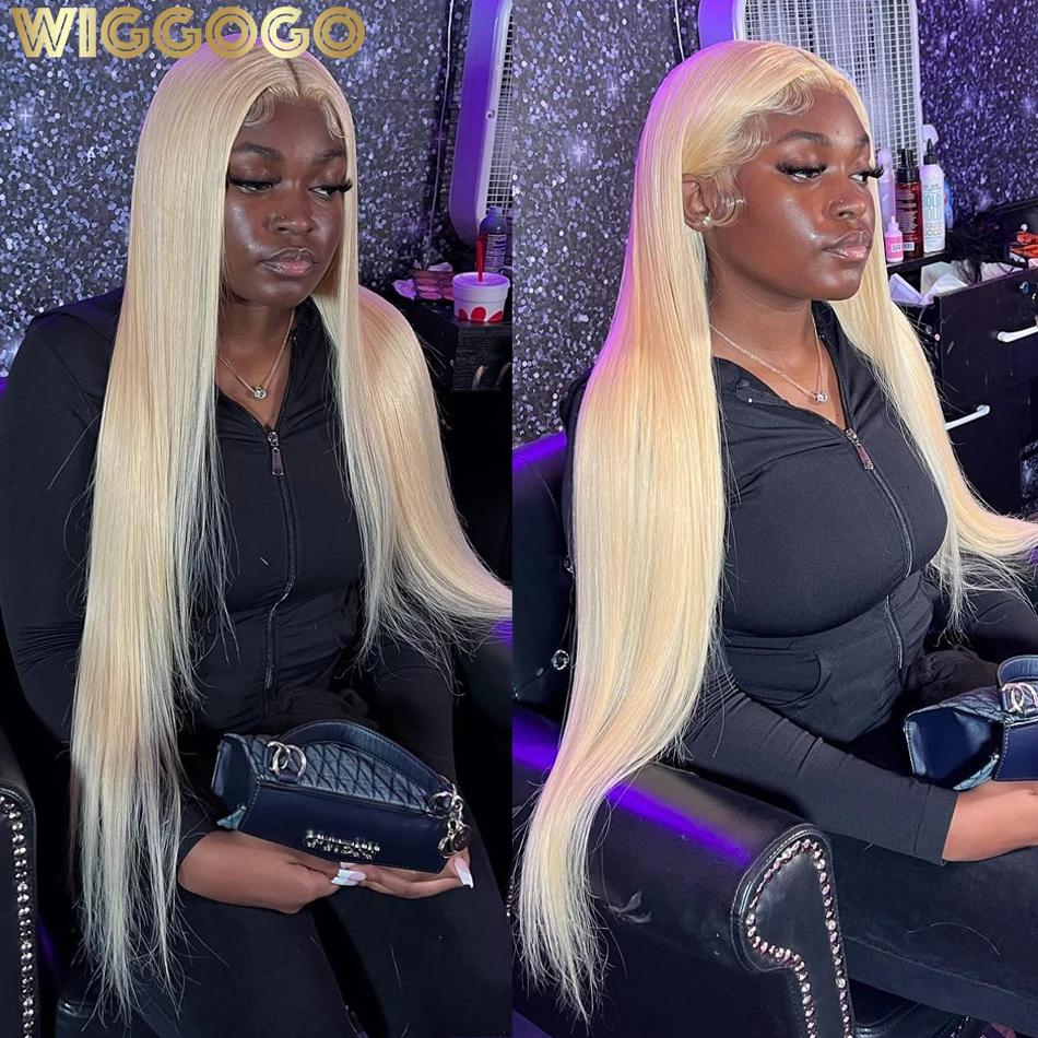WiggKnitting-Perruque Lace Front Wig naturelle lisse, cheveux blonds, 13x6, 613 HD, 13 age