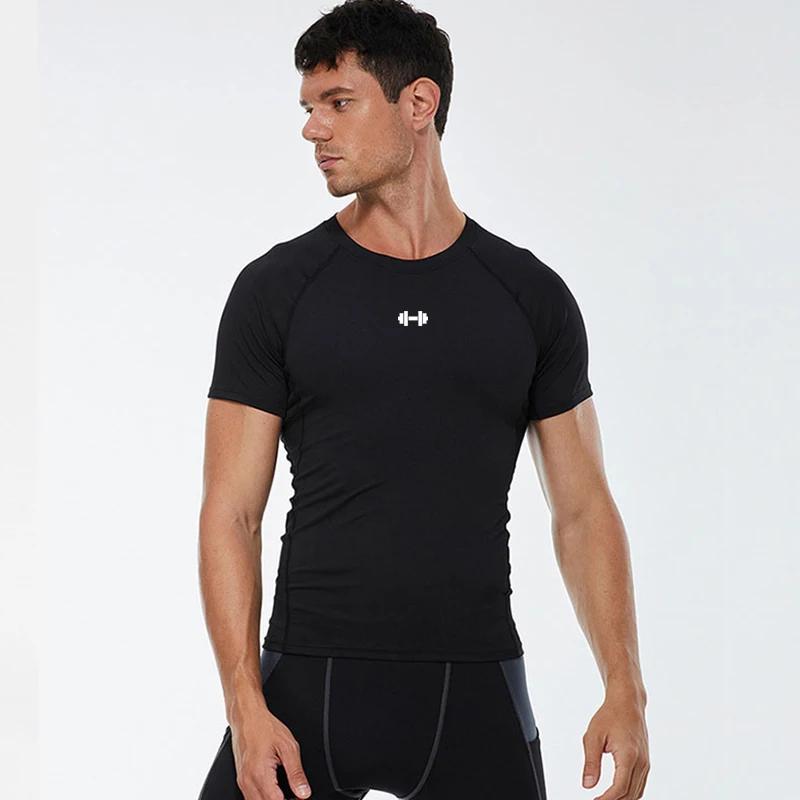 T-shirt de Compression pour hommes, vêtements de Sport d'été, T-shirt de course, élastique, séchage