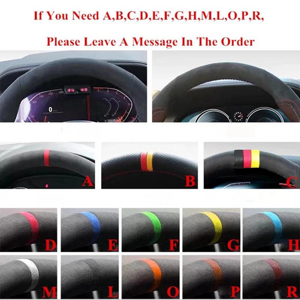 Juste de Volant de Voiture Cousue à la Main en Cuir Artificiel Noir, pour Renault Megane 2 2003-2008