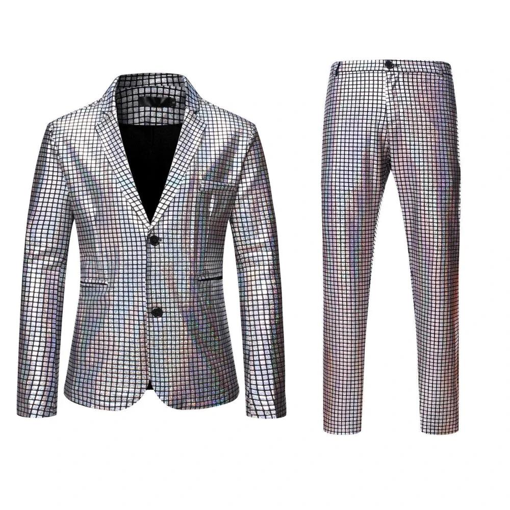 À la mode nouveaux hommes paillettes marquage à chaud costume Disco Cosplay fête scène discothèque b