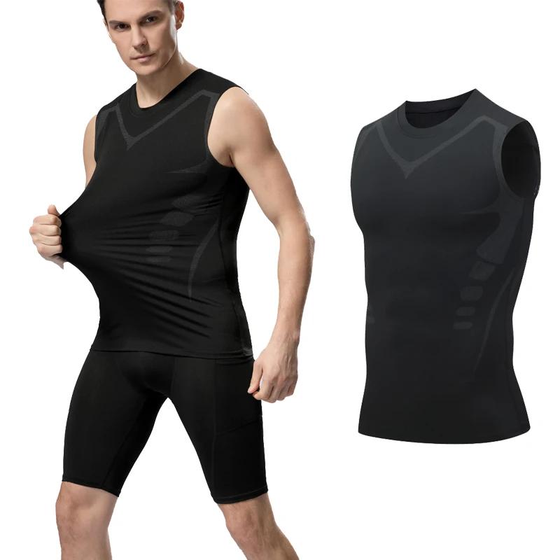 Débardeur de Compression pour hommes, chemise de gymnastique sans manches, impression à séchage rapi