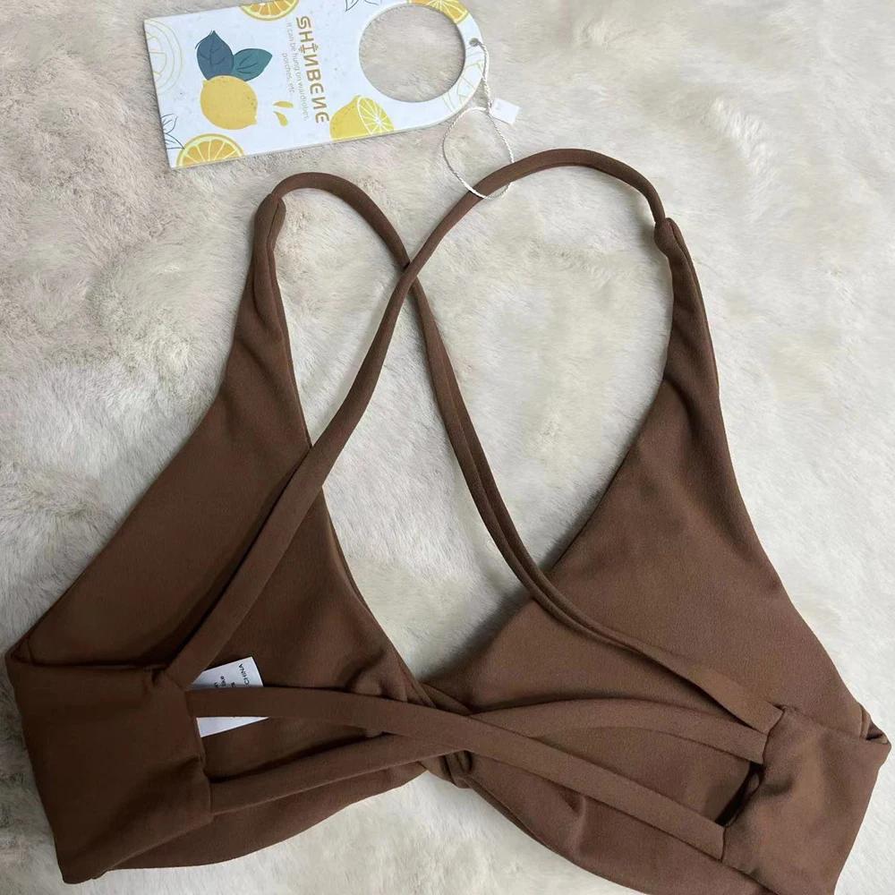 Soutien-gorge de sport SHINBENE Fitness rembourré avant torsion dos croisé yoga gym femmes