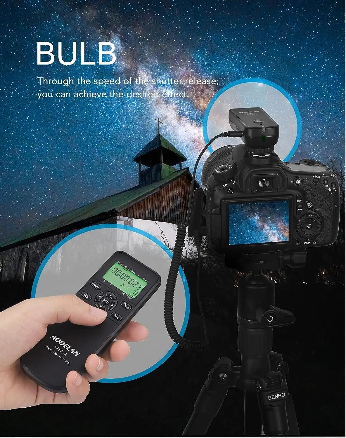 Sans Fil WTR-2 Caméra Minuterie Obturateur étiez ération Timelammar Intervalomètre Télécommande Pour