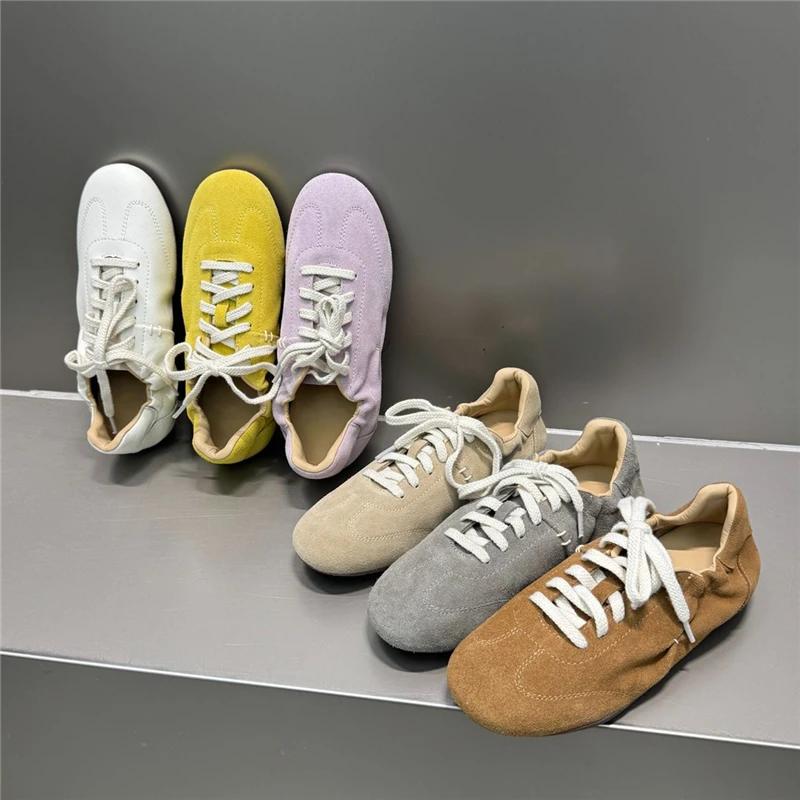 NORAZORA Ins HOT Chaussures plates en cuir de vachette pour femmes, baskets à lacets, couleur unie,