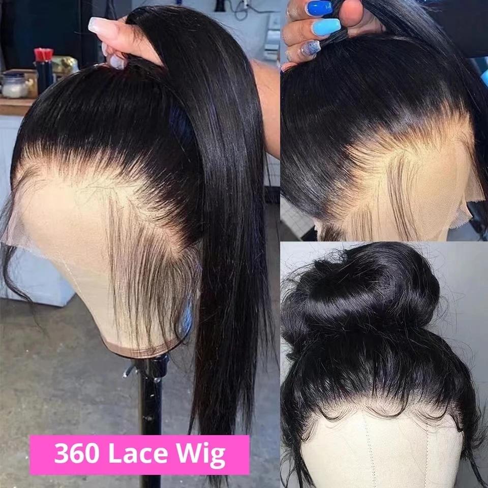 40 42 pouces droite dentelle avant perruques cheveux humains 360 pleine dentelle perruques pour les