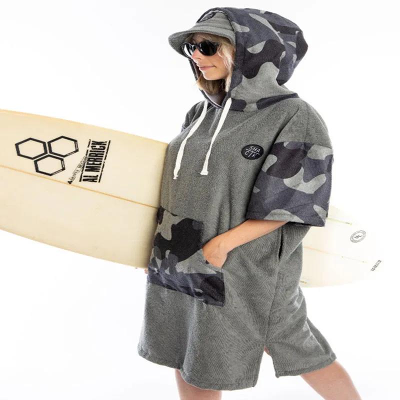 Tichken – Robe à capuche unisexe pour la plage et la natation, serviette à langer en velours microfi