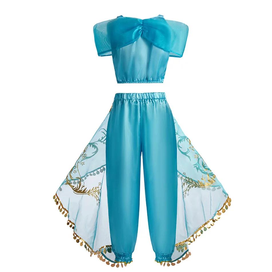 Robe de princesse arabe pour enfants, Costume d'halloween Jasmine pour filles, déguisement de fête d