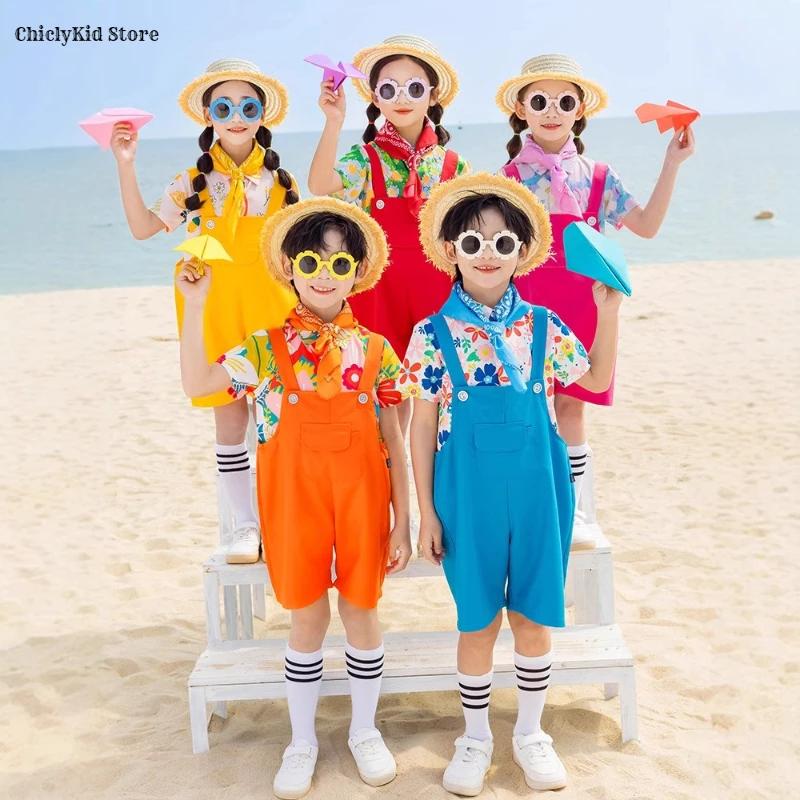 Hip Hop enfants chemise colorée salopette bretelles Shorts filles salopette enfants été combinaison