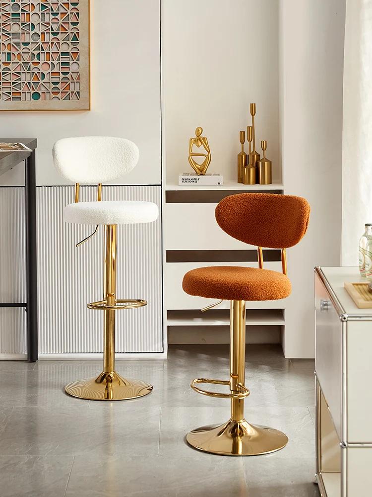 Chaise de bar pivotante et réglable en hauteur, tabouret haut, mobilier nordique, dossier, tabouret