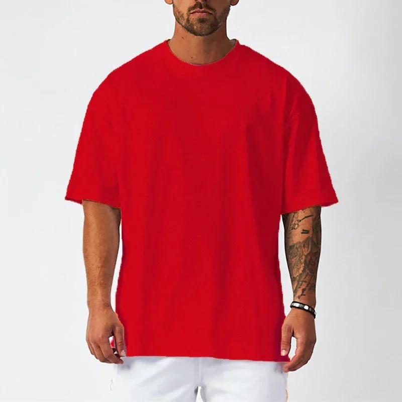 T-Shirt de Sport de course pour hommes, ample, surdimensionné, vêtements d'entraînement, de musculat