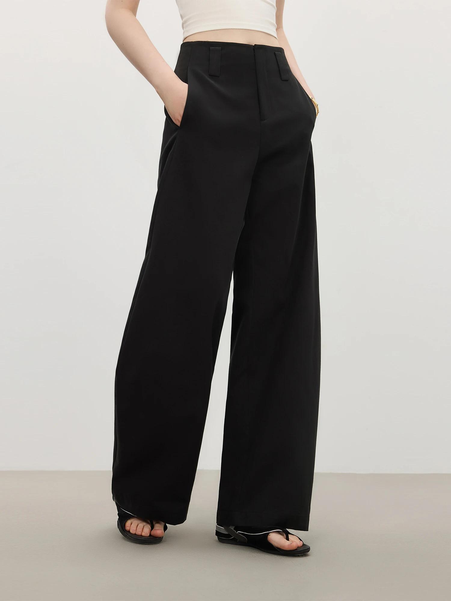 FSLE pantalon large décontracté pour femmes 2025 été nouveauté Design violet foncé Chic pantalon 25F